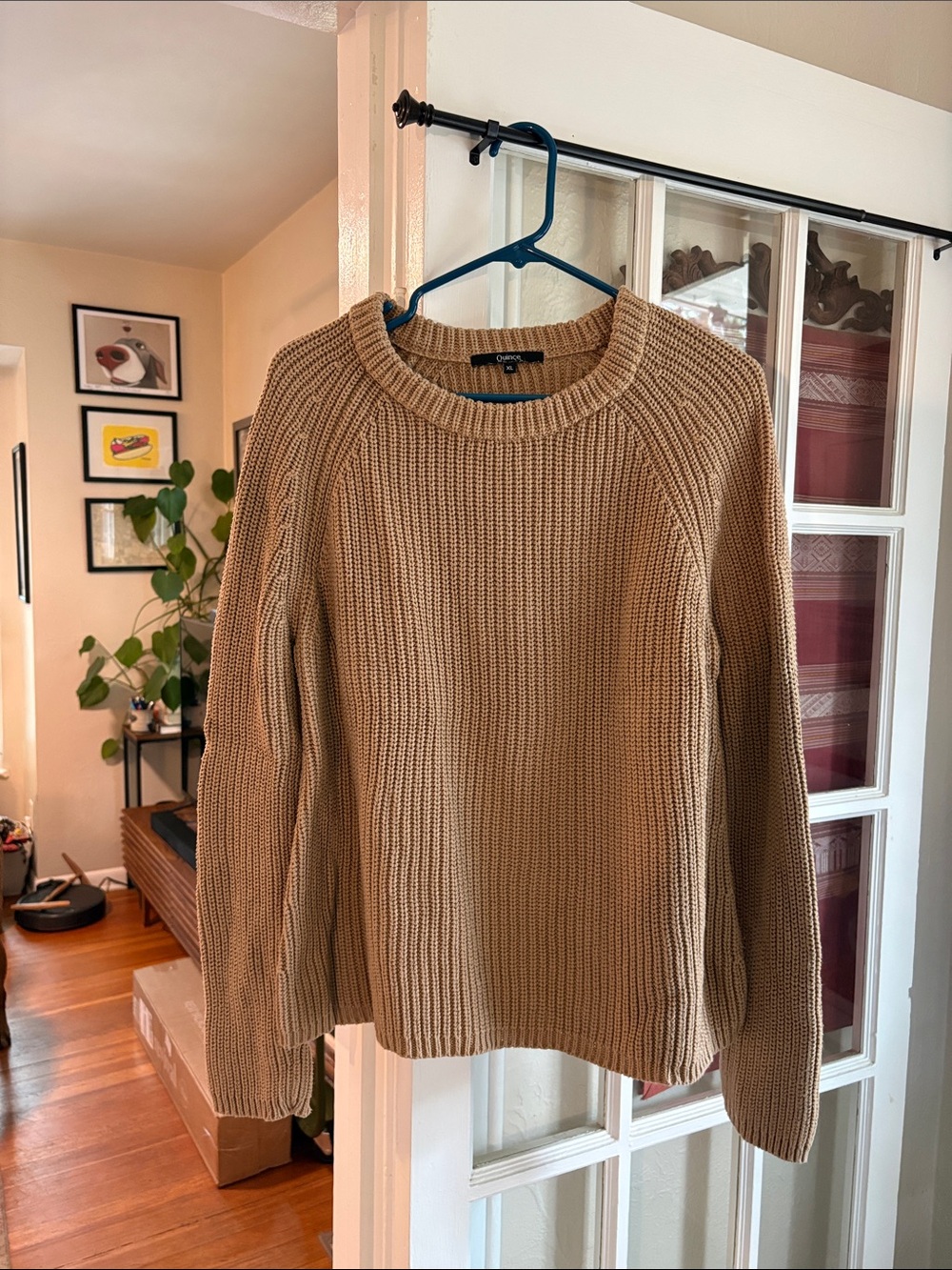 Quince Organic Cotton Fisherman Sweater (Camel/XL)